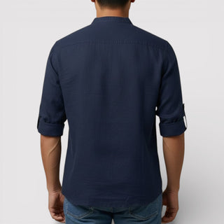 Alex™ | Band Collar Shirt with Sleeve Tabs