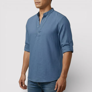 Alex™ | Band Collar Shirt with Sleeve Tabs