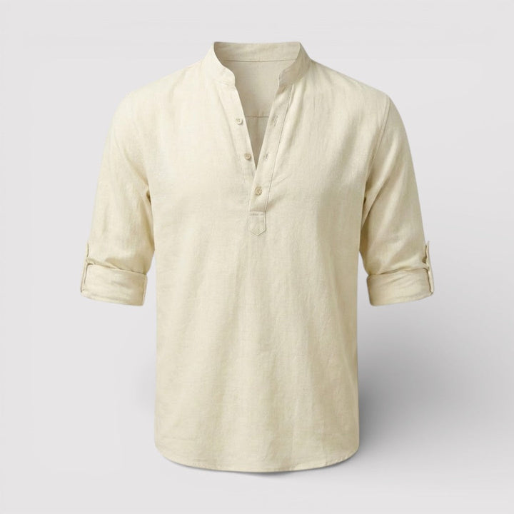 Alex™ | Band Collar Shirt with Sleeve Tabs