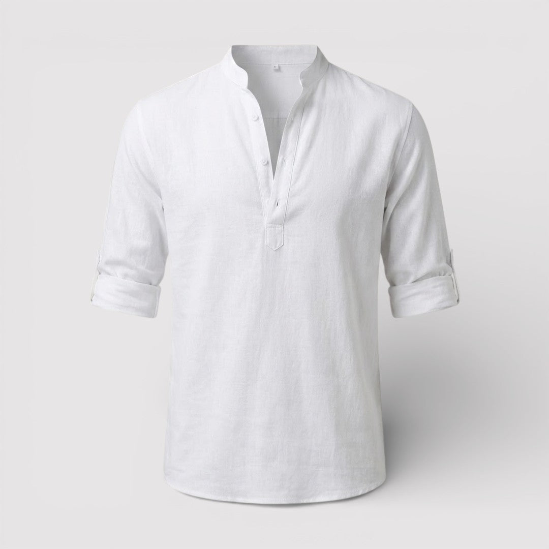 Alex™ | Band Collar Shirt with Sleeve Tabs