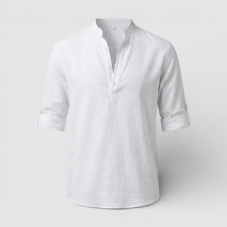 Alex™ | Band Collar Shirt with Sleeve Tabs