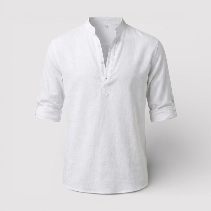 Alex™ | Band Collar Shirt with Sleeve Tabs